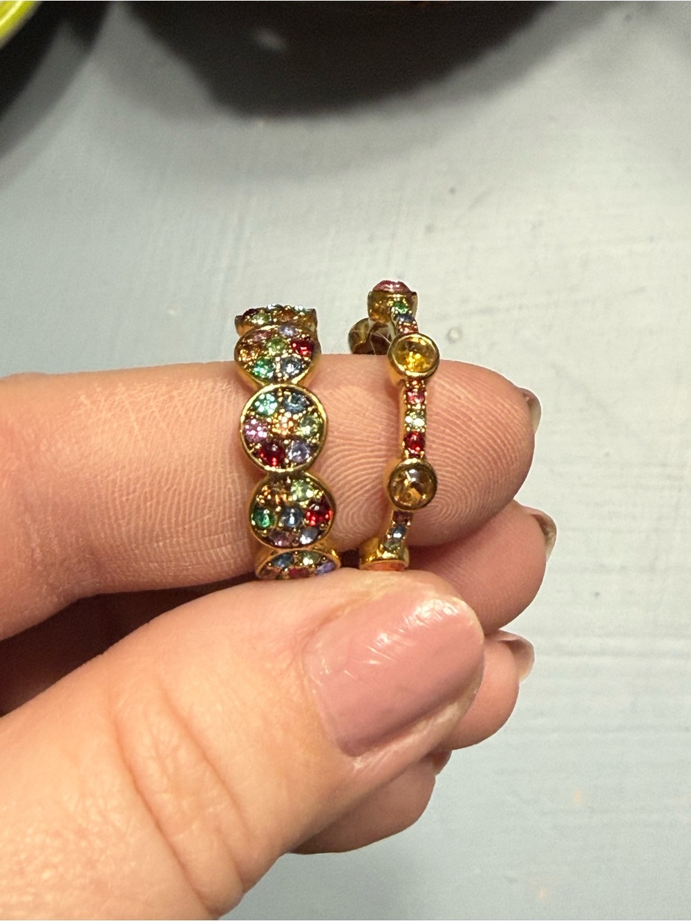 J.Crew Gold-Tone Multi-Color Crystal Ring Set